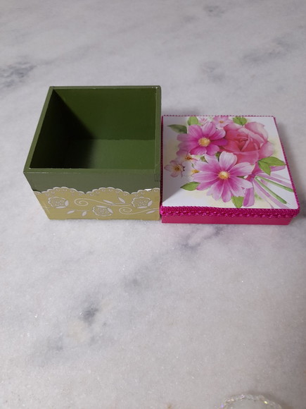 Caixa em mdf Pequena para Joia/biju Verde e Rosa - Imagem 4