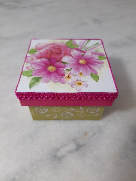 Caixa em mdf Pequena para Joia/biju Verde e Rosa - Imagem 2