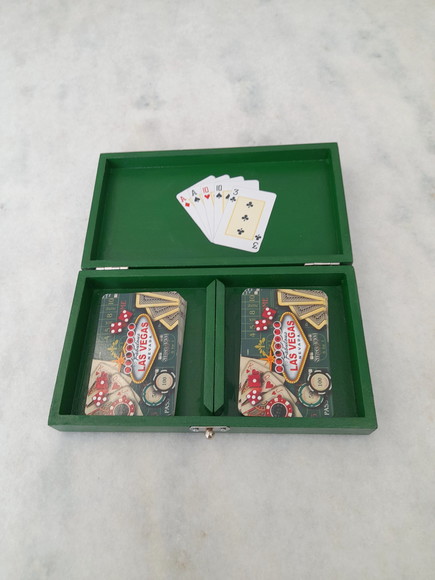 Caixa para Baralho em mdf Verde e Branco Decorado - Imagem 5