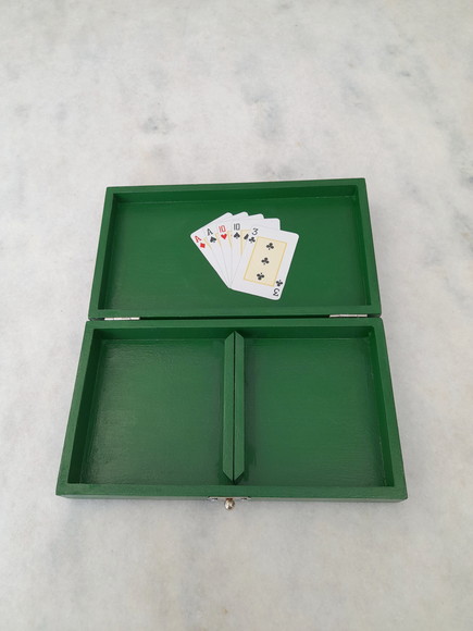 Caixa para Baralho em mdf Verde e Branco Decorado - Imagem 4