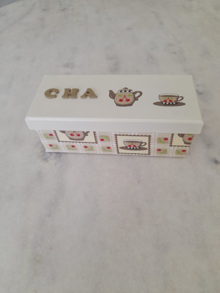 Caixa para Chá Erm mdf nas Cores Concreto e Mineral c/ 3