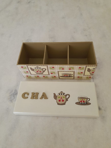 Caixa para Chá Erm mdf nas Cores Concreto e Mineral c/ 3 - Imagem 4