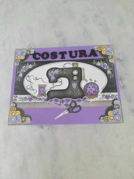 Caixa para Costura em mdf Lilás Decorada c/ Divisórias - Imagem 2