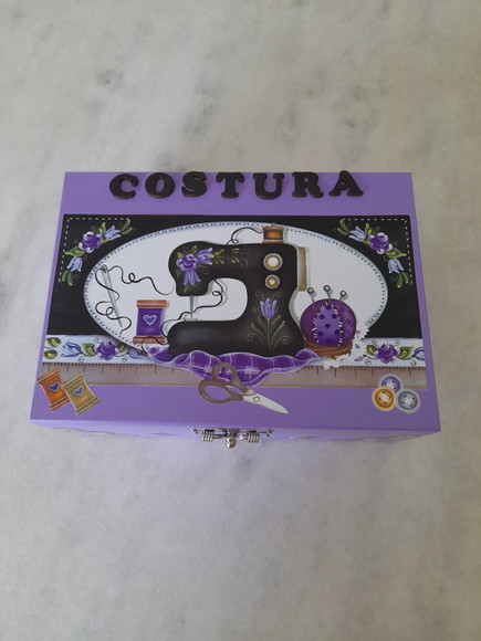 Caixa para Costura em mdf Lilás Decorada com Divisórias - Imagem 3