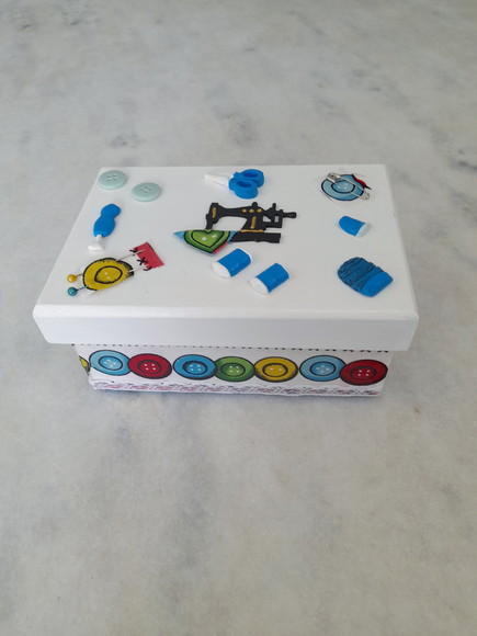 Caixa para Costura em mdf Pequena Decorada