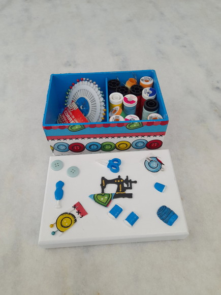 Caixa para Costura em mdf Pequena Decorada - Imagem 5