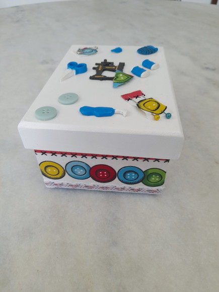 Caixa para Costura em mdf Pequena Decorada - Imagem 3