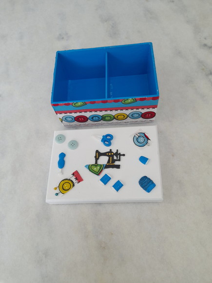 Caixa para Costura em mdf Pequena Decorada - Imagem 4
