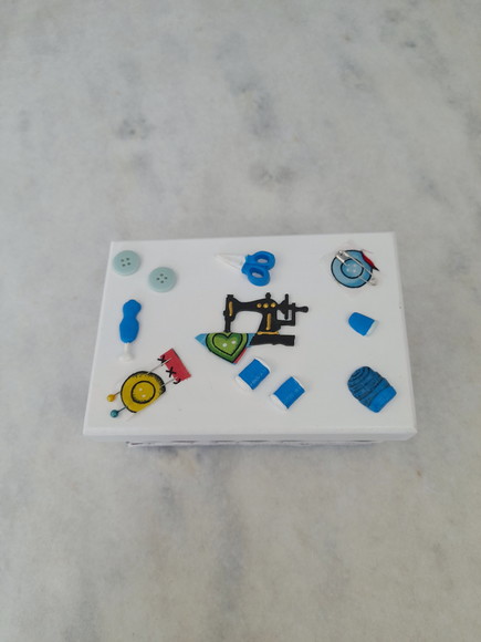Caixa para Costura em mdf Pequena Decorada - Imagem 2