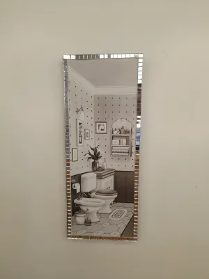 Quadro para lavabo em mdf preto decorado