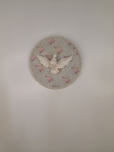 Divino em Placa de mdf Redondo com Fundo Floral - Imagem 2