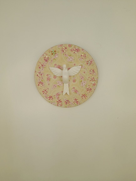 Divino em Placa Redondo de mdf com Fundo Floral - Imagem 2