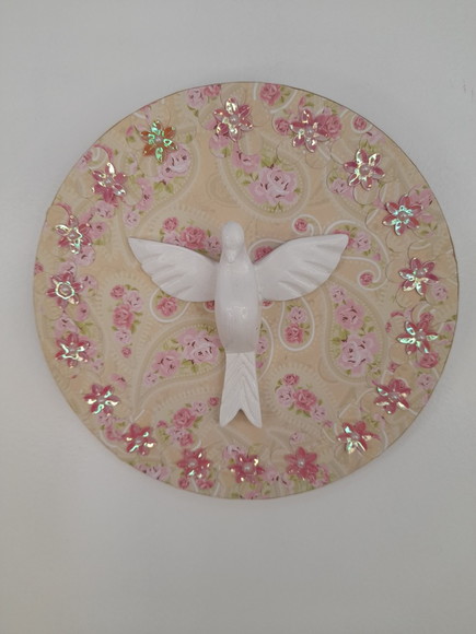 Divino em Placa Redondo de mdf com Fundo Floral - Imagem 3