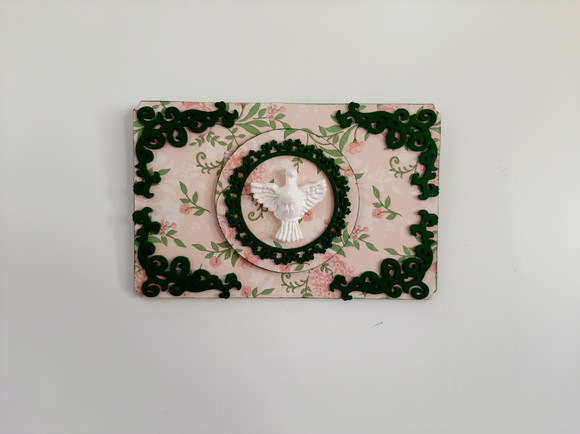Divino em Quadro de mdf Verde com Fundo Floral - Imagem 2