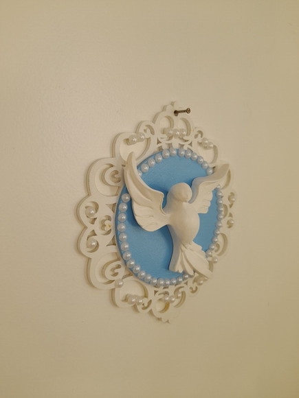 Mandala Azul Clara e Branca Decorada com Divino - Imagem 4
