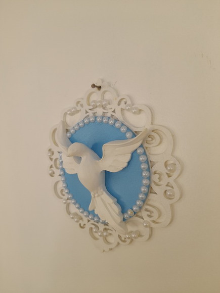 Mandala Azul Clara e Branca Decorada com Divino - Imagem 5
