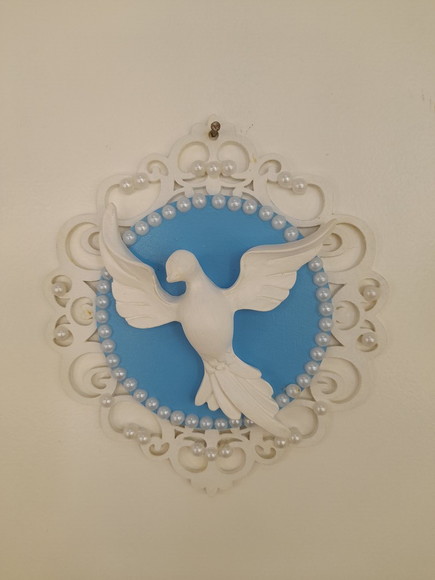 Mandala Azul Clara e Branca Decorada com Divino - Imagem 3