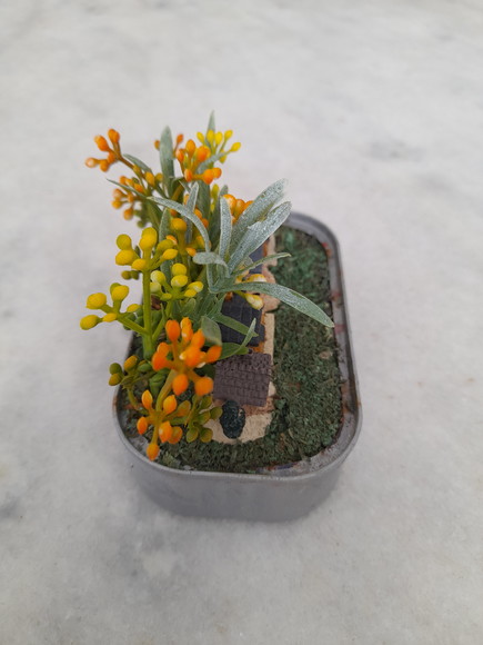 Mini Jardim Prateado com Mini Casas e Plantas Miniatura - Imagem 4