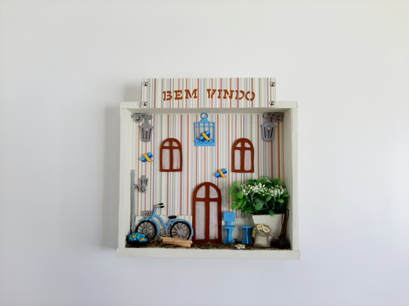 Placa Bem Vindo de Madeira com Fundo Listrado - Imagem 3
