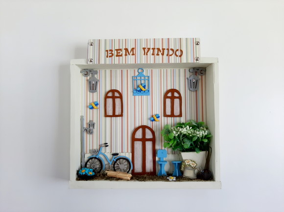 Placa Bem Vindo de Madeira com Fundo Listrado - Imagem 2