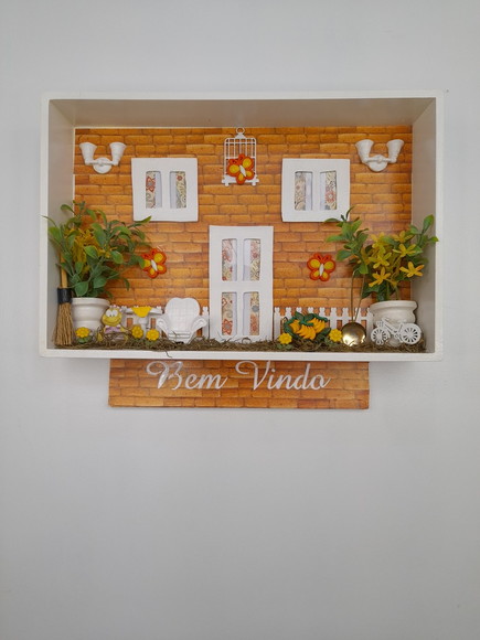 Placa Bem Vindo em mdf Branca Decorada