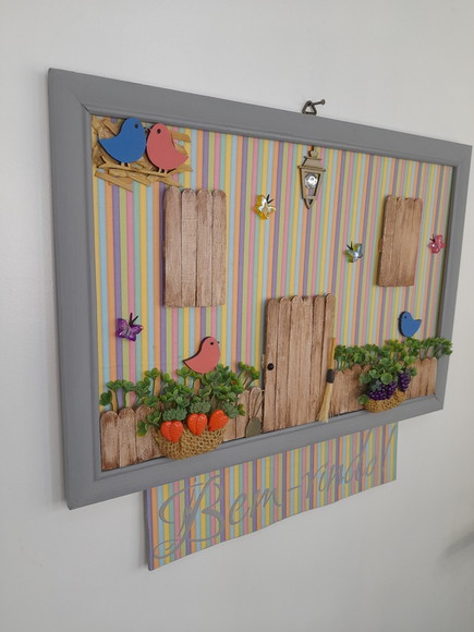 Placa Bem Vindo em mdf na Cor Grafite Decorado - Imagem 4