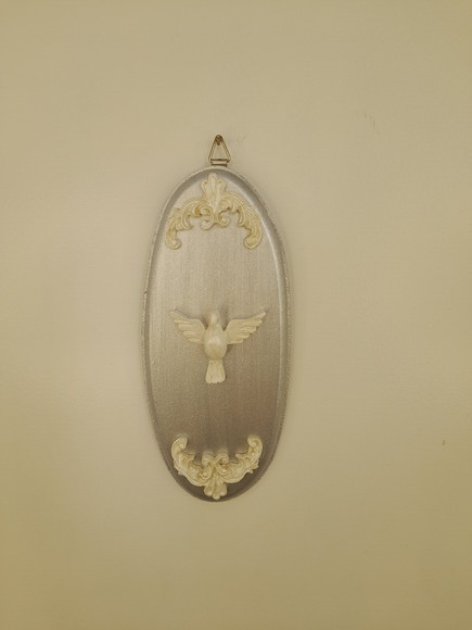 Placa Oval em mdf Prata Decorado com Divino