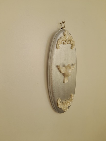 Placa Oval em mdf Prata Decorado com Divino - Imagem 4