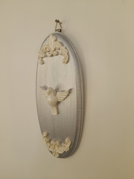 Placa Oval em mdf Prata Decorado com Divino - Imagem 5