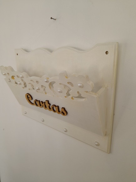 Porta Carta em mdf Branca com Corte a Laser de Flores - Imagem 5