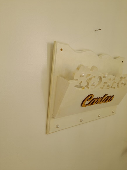 Porta Carta em mdf Branca com Corte a Laser de Flores - Imagem 4