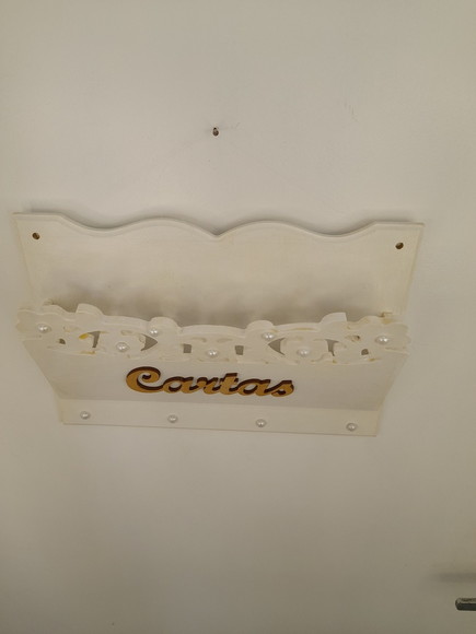 Porta Carta em mdf Branca com Corte a Laser de Flores - Imagem 3