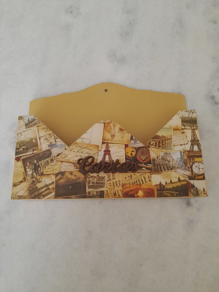Porta Carta em mdf Cor Ocre Decorado com Selos