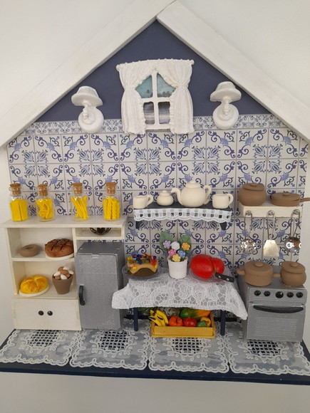 Porta Chave Branco e Azul Marinho com Miniatura - Imagem 2