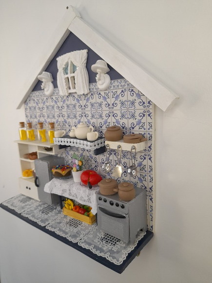 Porta Chave Branco e Azul Marinho com Miniatura - Imagem 5