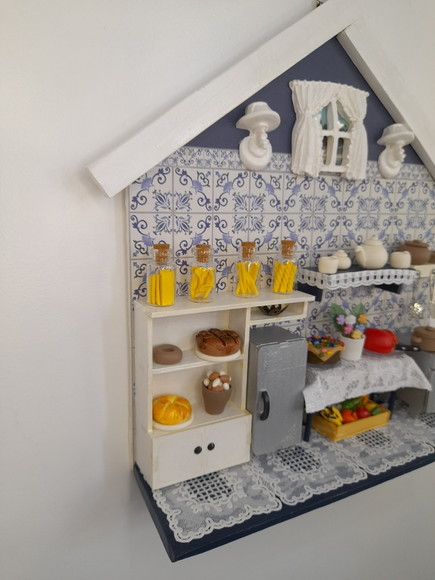 Porta Chave Branco e Azul Marinho com Miniatura - Imagem 4