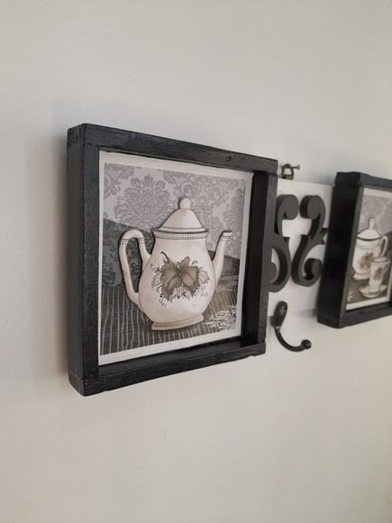 Porta Chave de Madeira Branco e Preto Decorado - Imagem 3