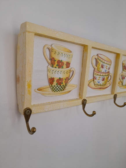 Porta Chave de Madeira com Pátina Decorado - Imagem 3