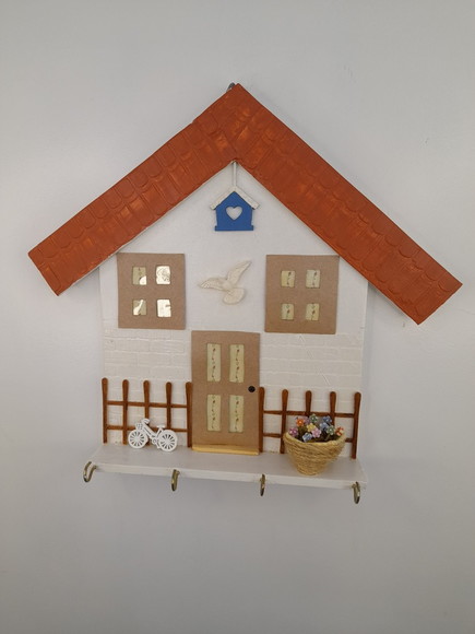 Porta chave em mdf e madeira imagem de frente de casa decorado - Imagem 5