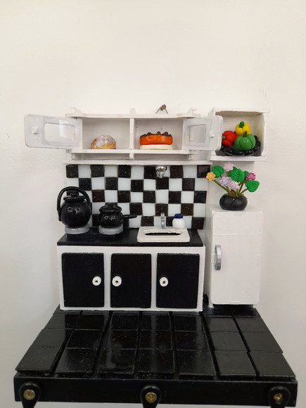 Porta Chave em mdf e Madeira Preto e Branco Cenário Cozinha - Imagem 4