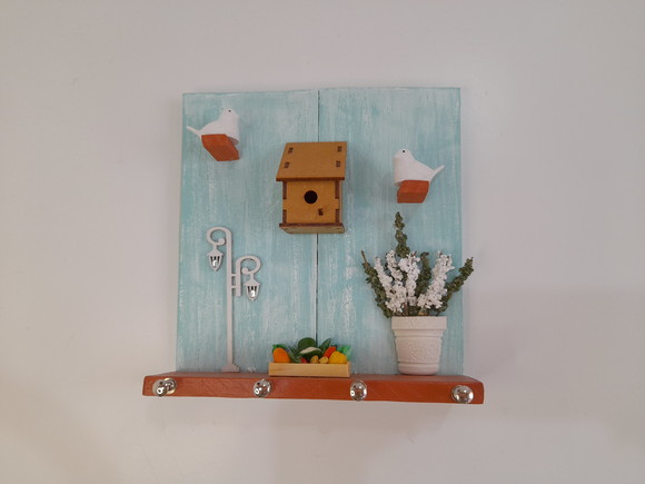 Porta Chave Pátina Verde com Pássaros - Imagem 2
