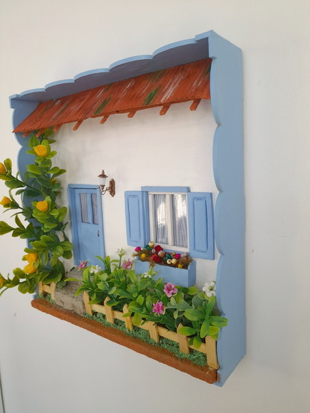 Quadro Cenário Azul e Branco com Miniaturas - Imagem 5