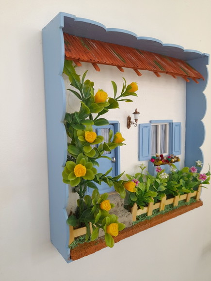 Quadro Cenário Azul e Branco com Miniaturas - Imagem 4