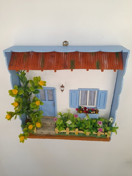 Quadro Cenário Azul e Branco com Miniaturas - Imagem 3
