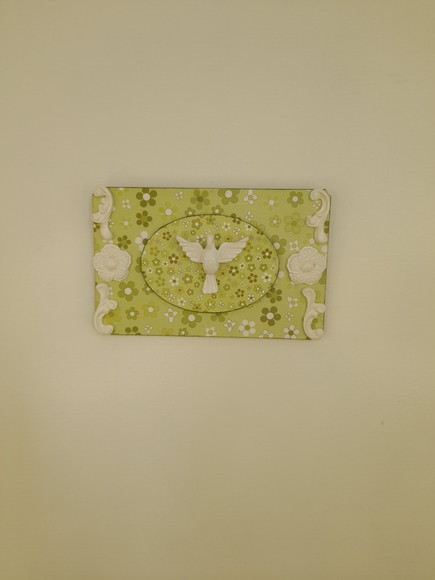 Quadro com Divino e Fundo Floral Verde - Imagem 2
