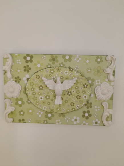 Quadro com Divino e Fundo Floral Verde - Imagem 3