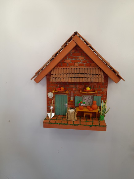 Quadro de mdf e Madeira Imitação de Casa do Interior