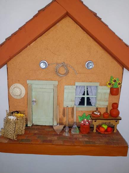 Quadro Decorado Frente de Casa Rústico Decorado c/ Miniatura - Imagem 5