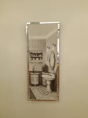Quadro para lavabo de mdf decorado preto com mini espelhos