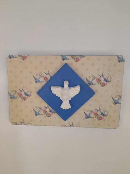Quadro em mdf Azul Decorado com Divino - Imagem 3